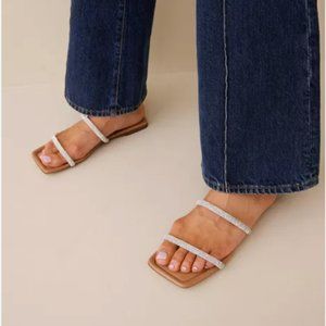 Steve Madden Tan and Silver Sandals